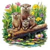 Adorable Otter Family Wooden Jigsaw Puzzle