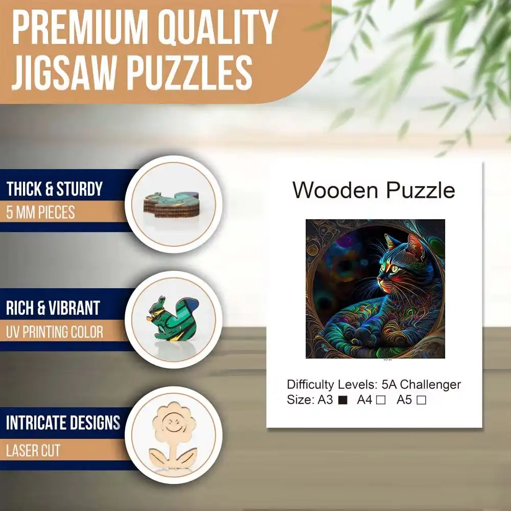 Beautiful Cat Wooden Jigsaw Puzzle - Image 6