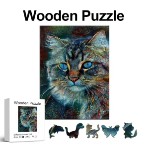 Blue Eyes Cat Wooden Jigsaw Puzzle