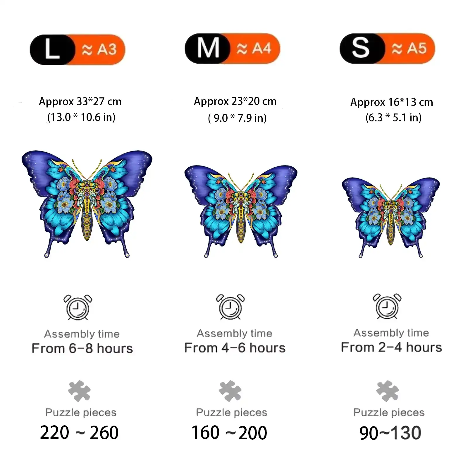 Butterfly Shaped Wooden Jigsaw Puzzle - Image 4