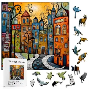Cartoon City Wooden Jigsaw Puzzle