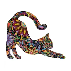 Cat And Flowers Wooden Jigsaw Puzzle