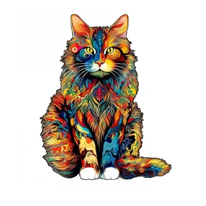 Cat Shaped Wooden Jigsaw Puzzle