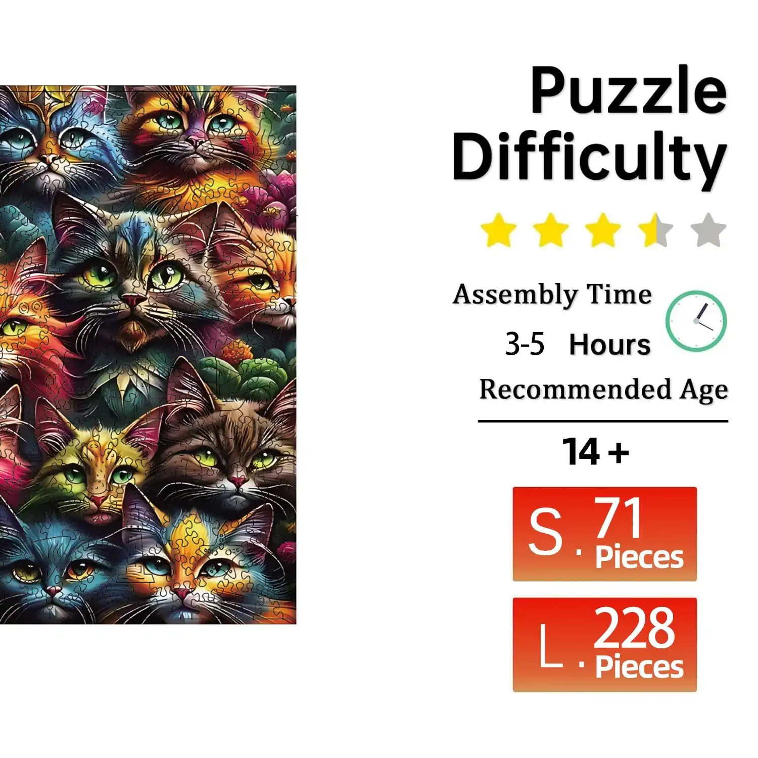Cat Themed Wooden Jigsaw Puzzle - Image 3