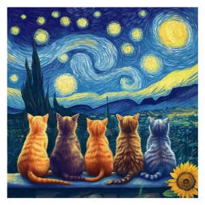 Cats And Star Sky Wooden Jigsaw Puzzle