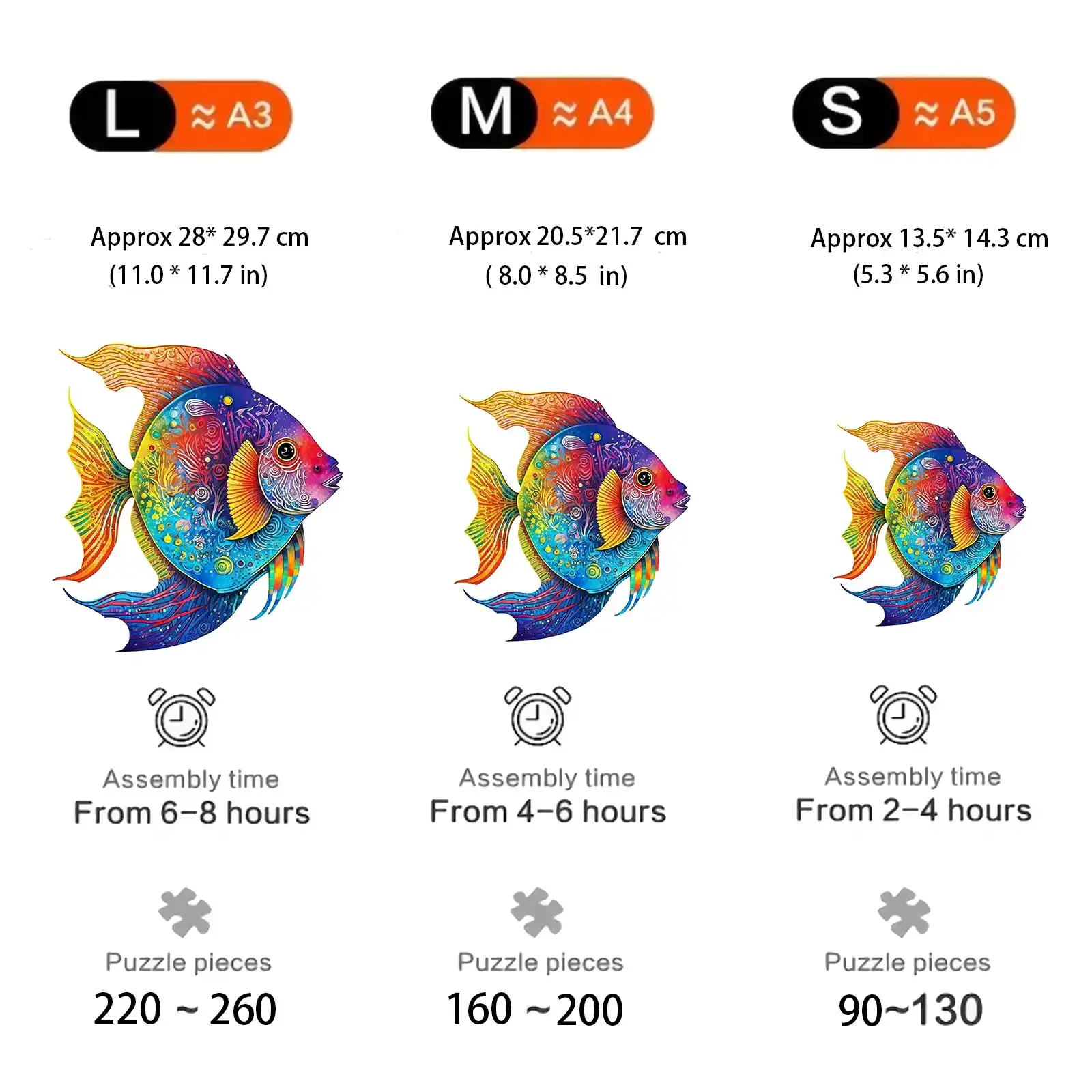 Colorful Fish Pattern Wooden Jigsaw Puzzle - Image 5