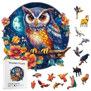 Owl At Night Wooden Jigsaw Puzzle