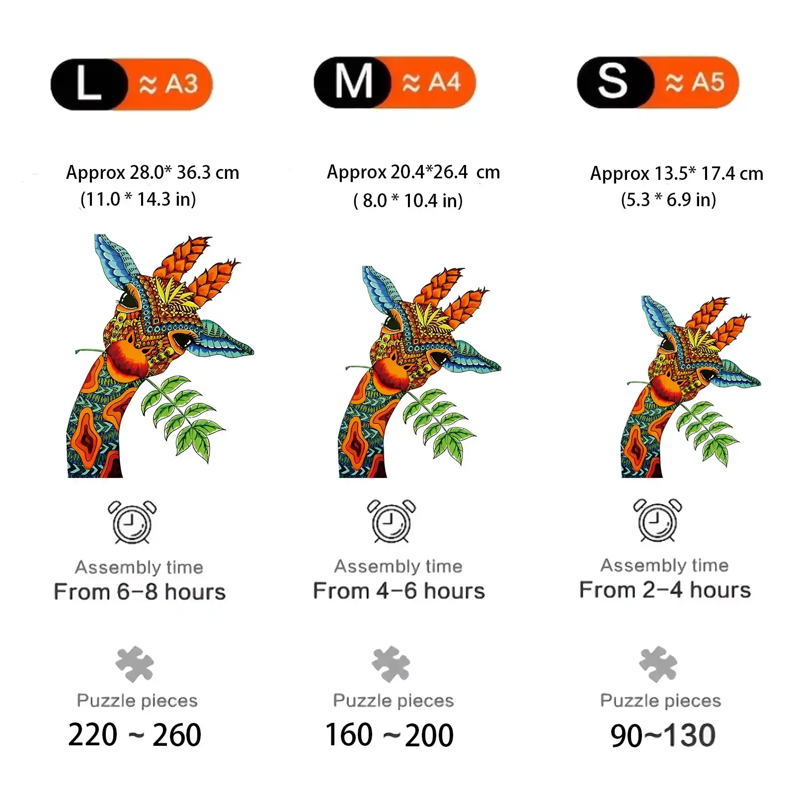 Giraffe Shaped Wooden Jigsaw Puzzle - Image 4