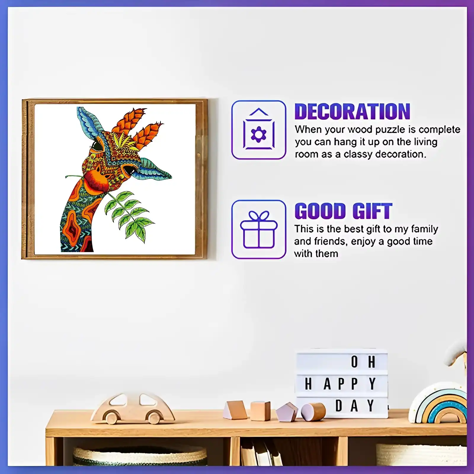 Giraffe Shaped Wooden Jigsaw Puzzle - Image 3