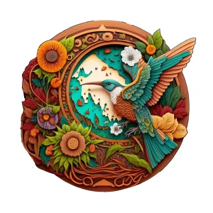 Hummingbird Round Wooden Jigsaw Puzzle