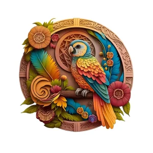 Parrot Round Wooden Jigsaw Puzzle