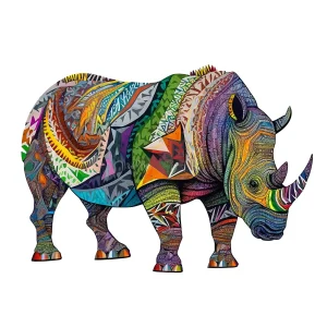 Rhinoceros Shaped Wooden Jigsaw Puzzle