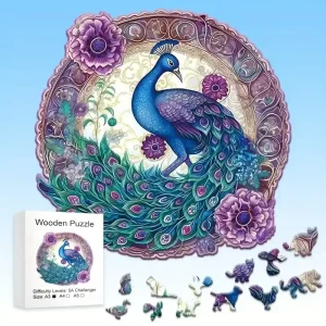 Peacock Rounded Wooden Jigsaw Puzzle