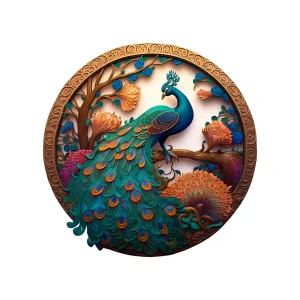 Peacock Rounded Wooden Jigsaw Puzzle