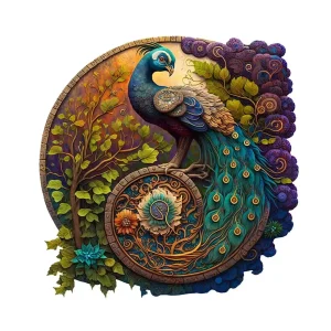 Peacock Rounded Wooden Jigsaw Puzzle
