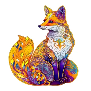 Yellow Fox Shaped Wooden Jigsaw Puzzle