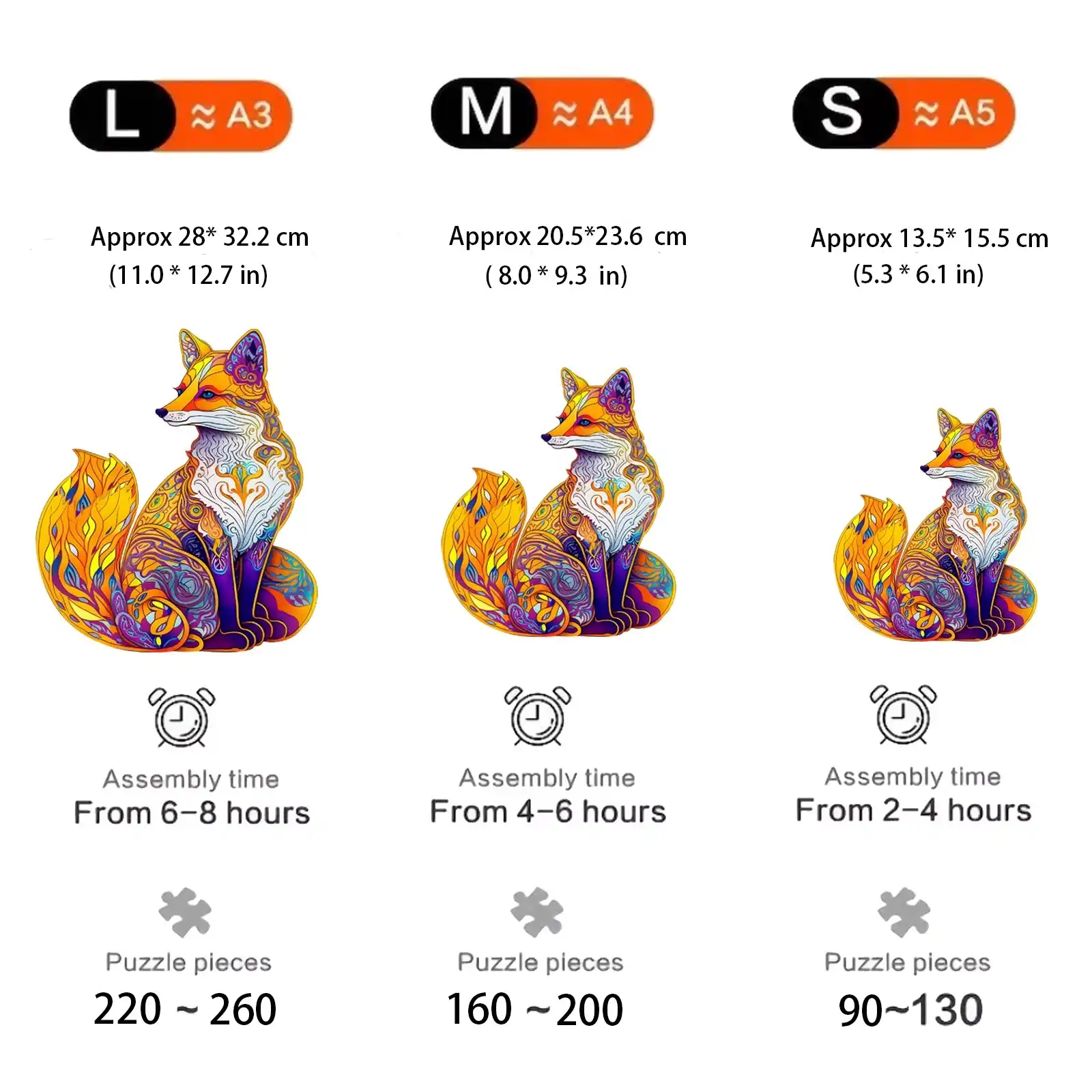 Yellow Fox Shaped Wooden Jigsaw Puzzle - Image 4