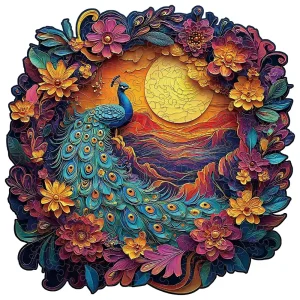 A Wreath Peacock Wooden Jigsaw Puzzle