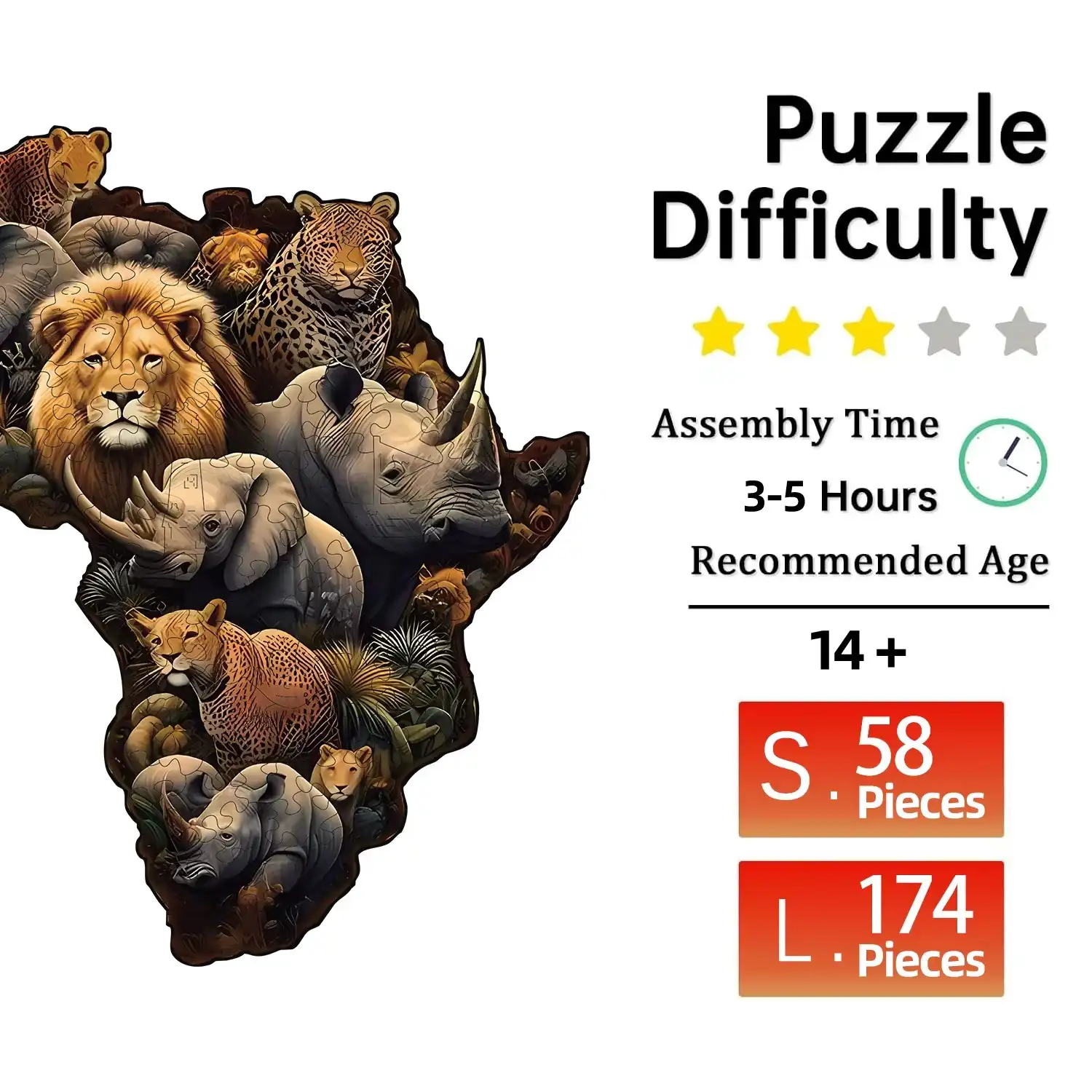 Africa Wildlife Wooden Jigsaw Puzzle - Image 2