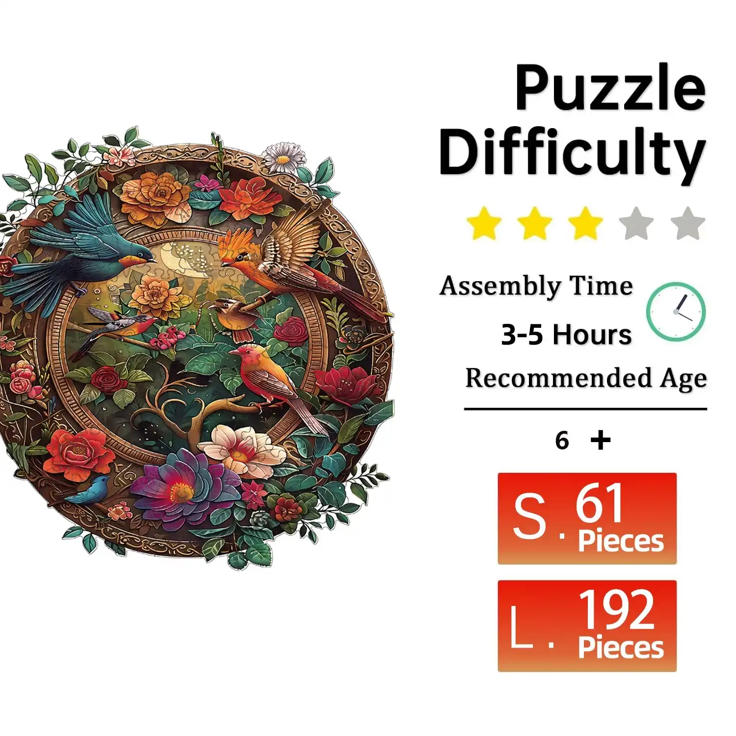 Birds Wooden Jigsaw Puzzle - Image 3