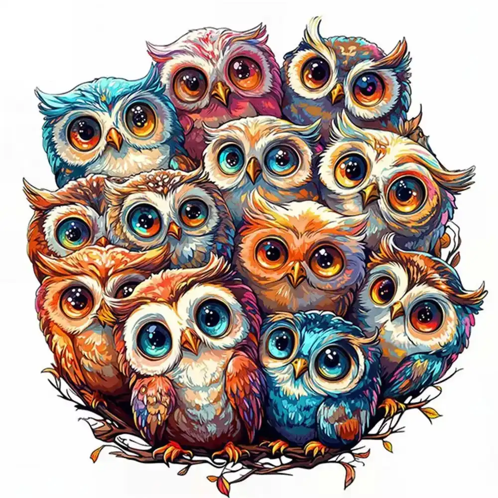 Bunch Of Owls Wooden Jigsaw Puzzle