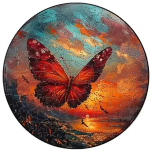 Butterfly On Sunset Wooden Jigsaw Puzzle