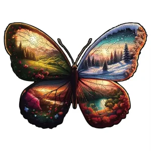 Butterfly Pattern Four-Seasons Wooden Jigsaw Puzzle