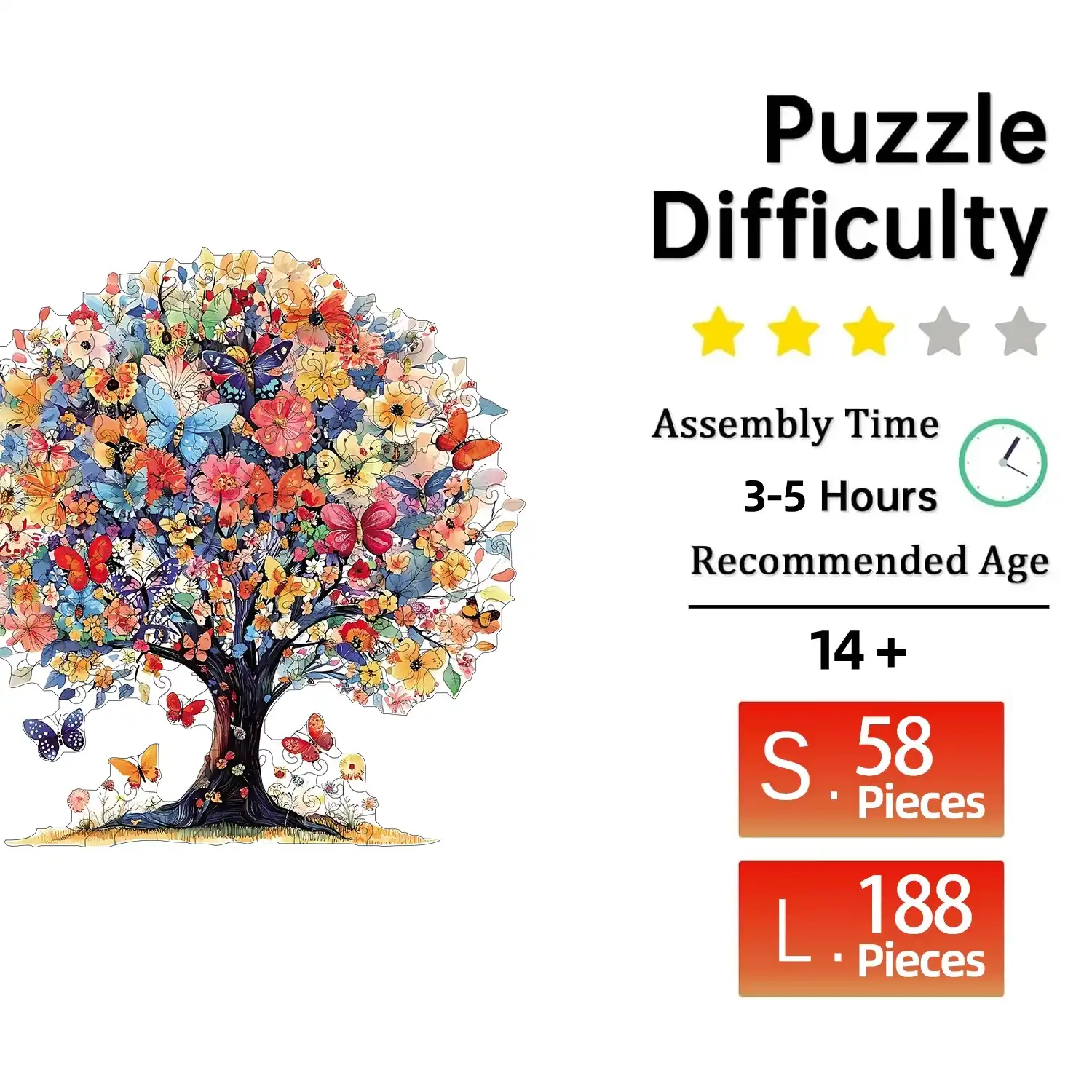 Butterfly Tree Wooden Jigsaw Puzzle - Image 2