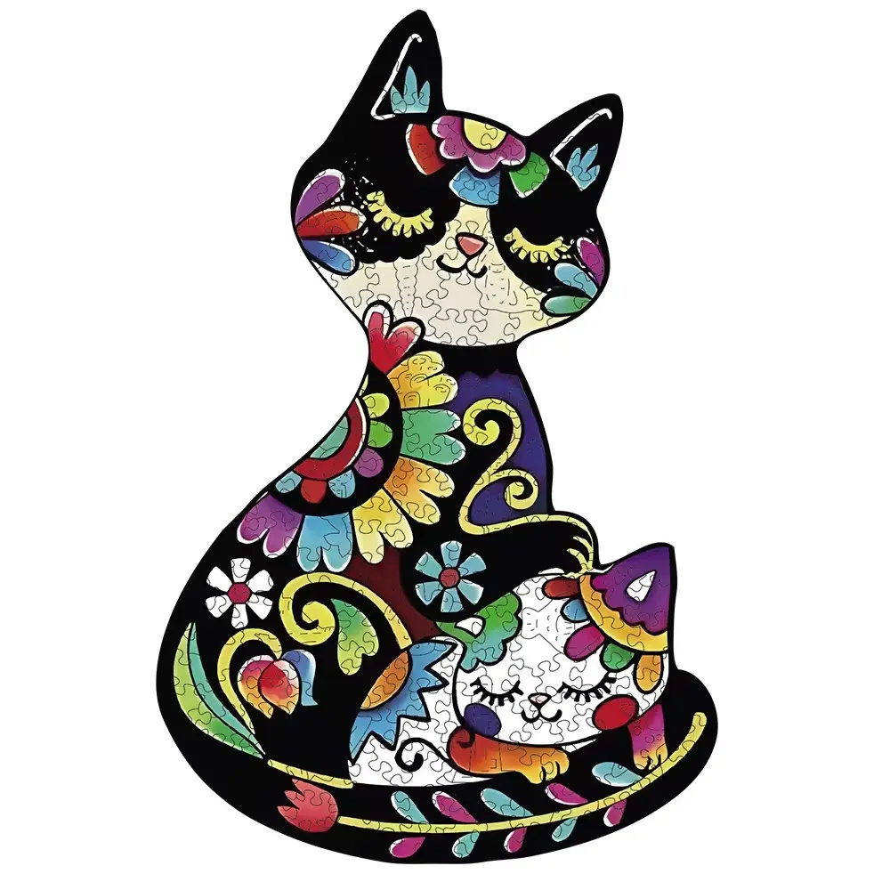 Cartoon Cat Wooden Jigsaw Puzzle