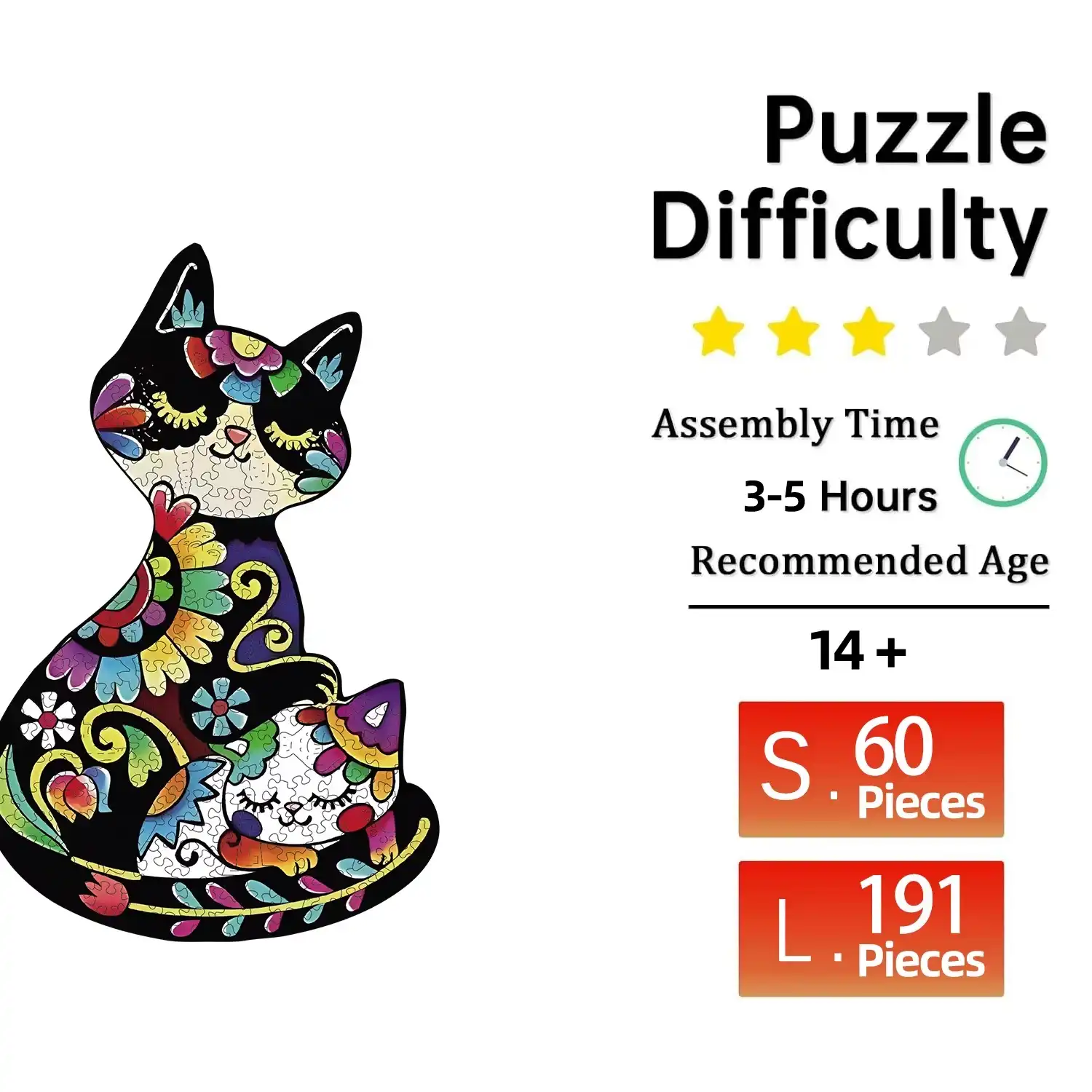 Cartoon Cat Wooden Jigsaw Puzzle - Image 2