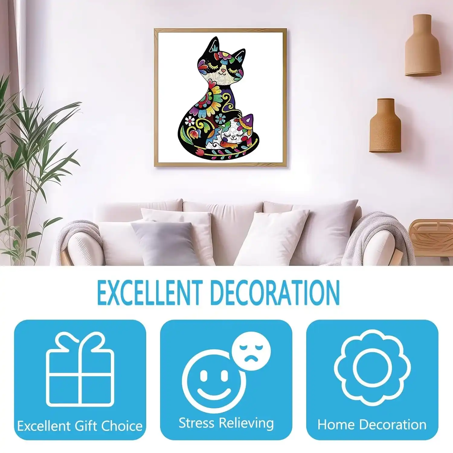 Cartoon Cat Wooden Jigsaw Puzzle - Image 4