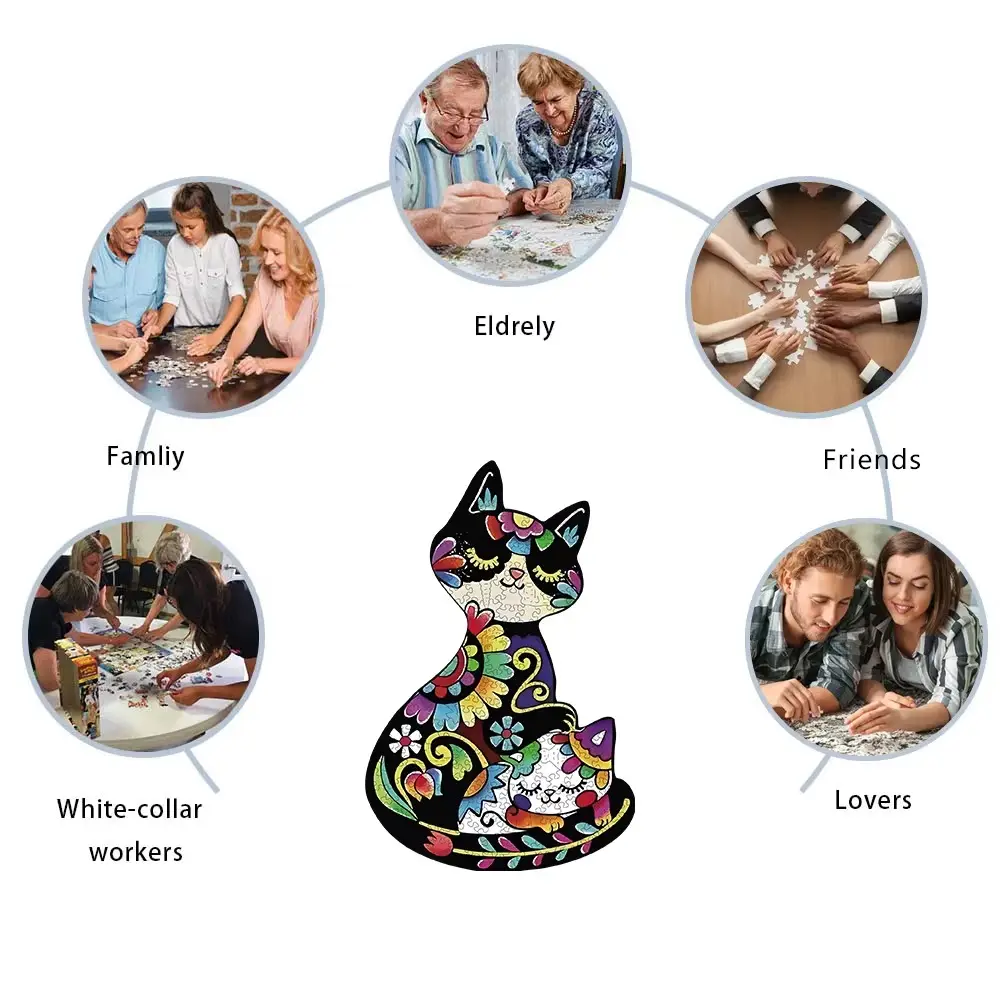 Cartoon Cat Wooden Jigsaw Puzzle - Image 3