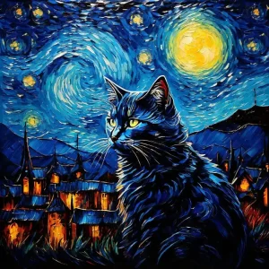 Cat And Starry Sky Wooden Jigsaw Puzzle