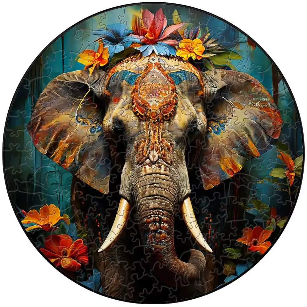 Ceremonial Elephant Wooden Jigsaw Puzzle