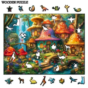 Charming Mushroom Village Wooden Jigsaw Puzzle