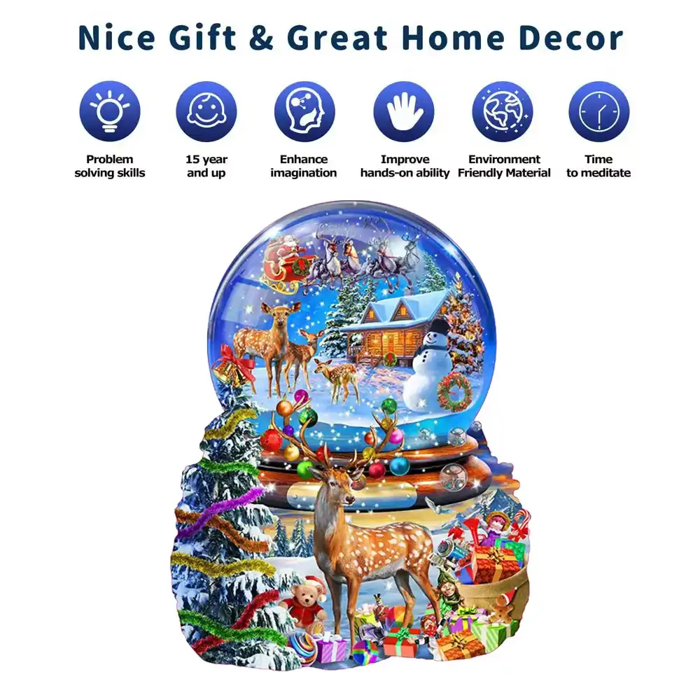 Christmas Deer Wooden Jigsaw Puzzle - Image 3