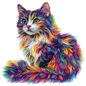 Colored Cat Wooden Jigsaw Puzzle