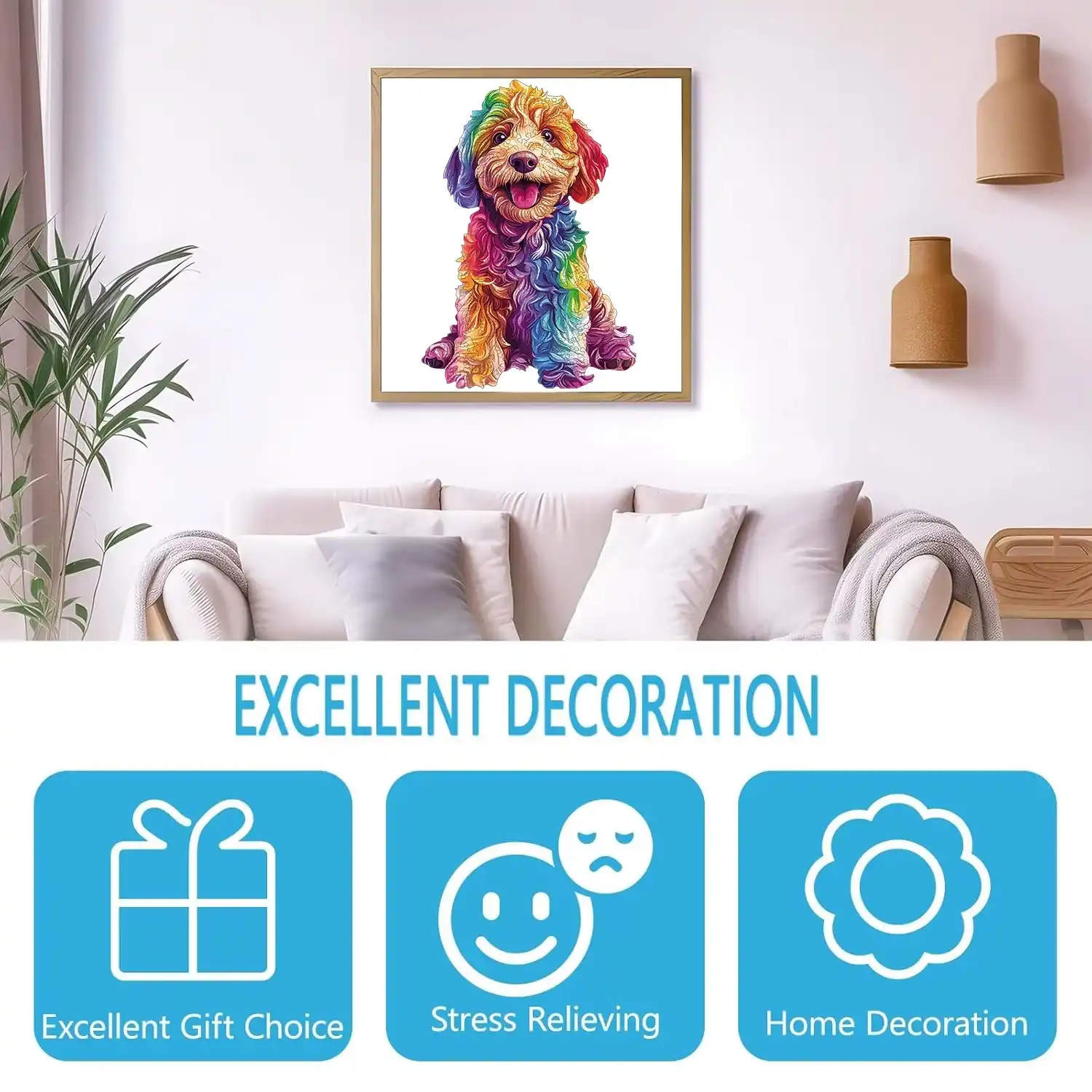 Colorful Cartoon Dog Wooden Jigsaw Puzzle - Image 6
