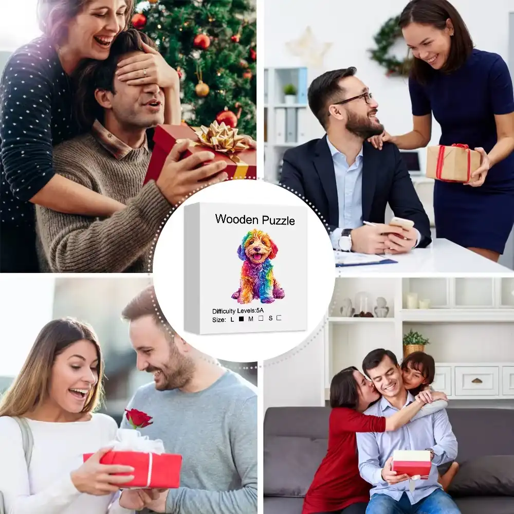 Colorful Cartoon Dog Wooden Jigsaw Puzzle - Image 5