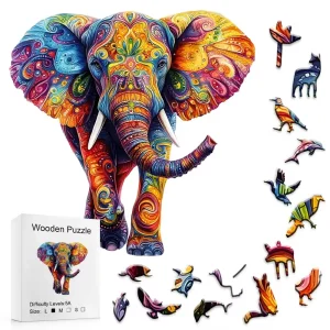 Colorful Elephant Wooden Jigsaw Puzzle