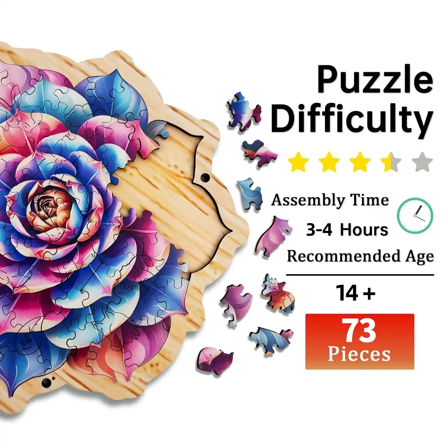 Colorful Flower Premium Wooden Jigsaw Puzzle - Image 6