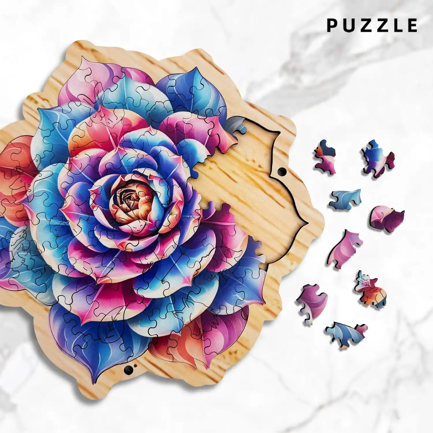 Colorful Flower Premium Wooden Jigsaw Puzzle - Image 5