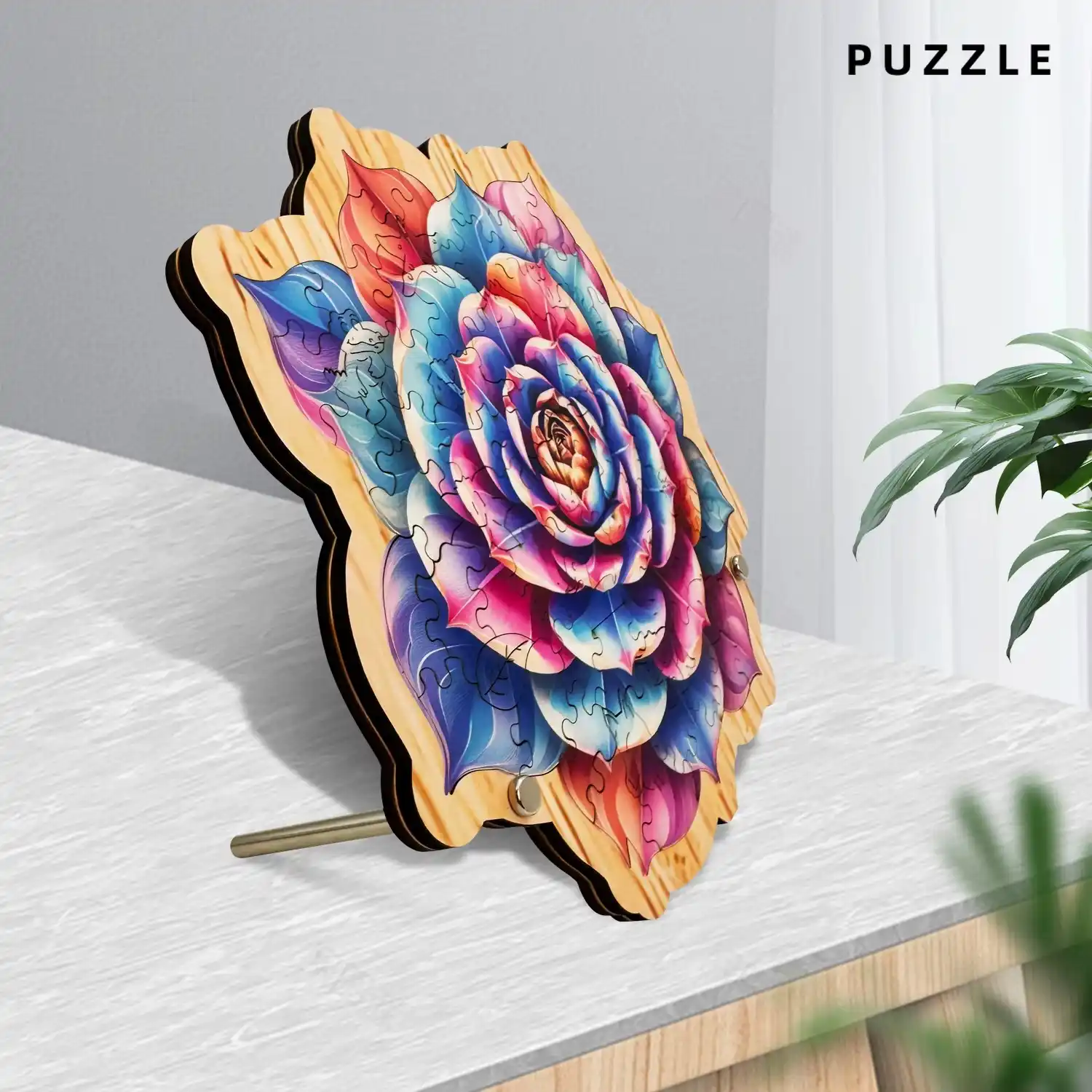 Colorful Flower Premium Wooden Jigsaw Puzzle - Image 2
