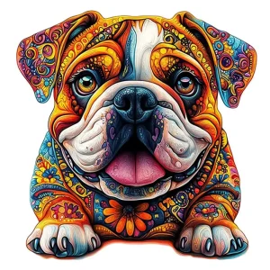 Colorful Happy Dog Wooden Jigsaw Puzzle