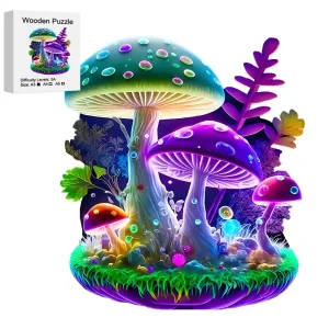 Colorful Mushrooms Wooden Jigsaw Puzzle