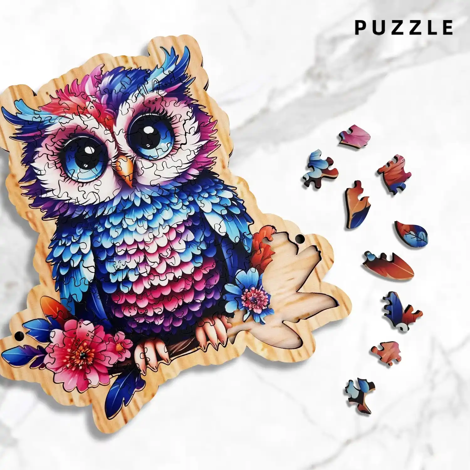 Colorful Owl Premium Wooden Jigsaw Puzzle - Image 4