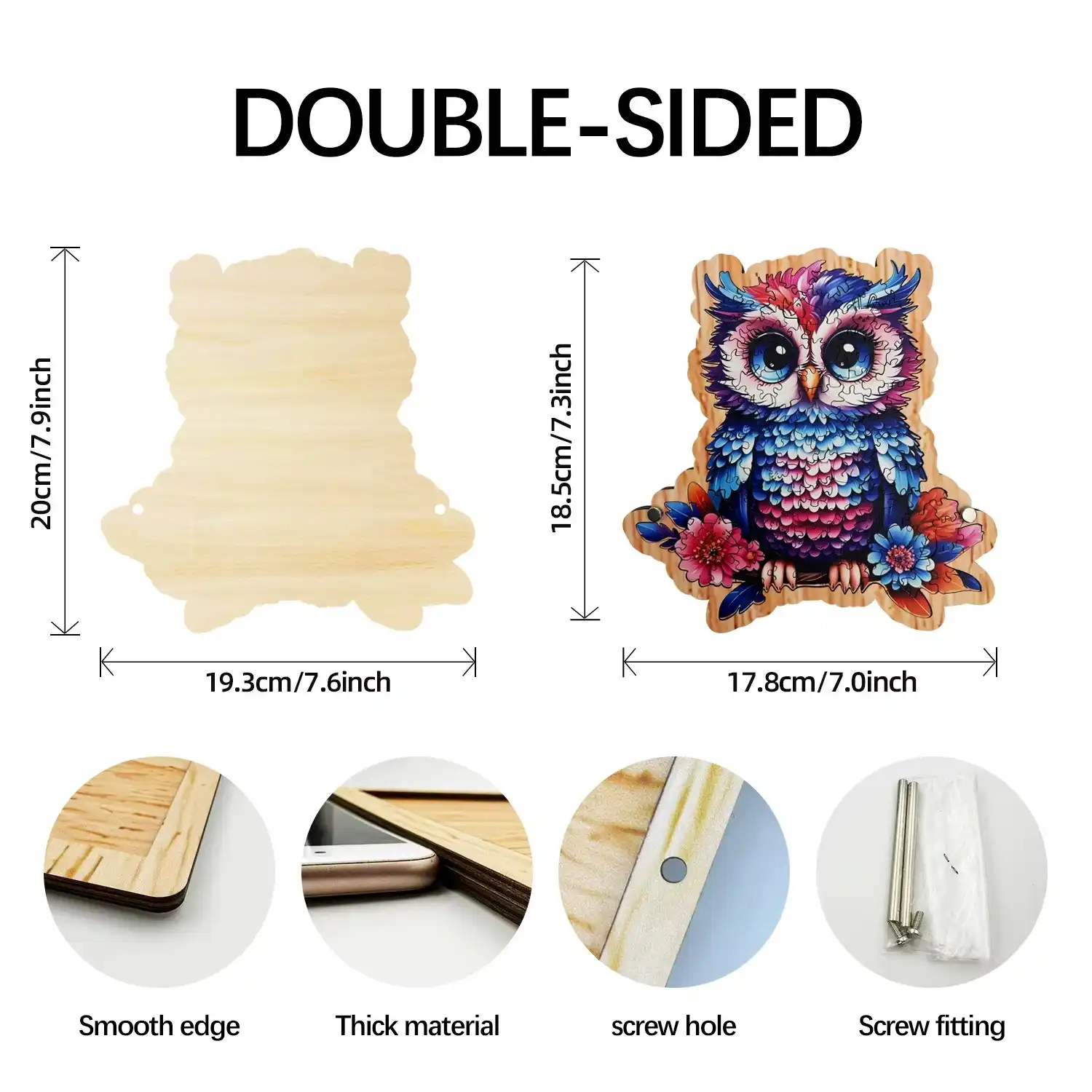 Colorful Owl Premium Wooden Jigsaw Puzzle - Image 3