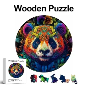 Colorful Panda Wooden Jigsaw Puzzle