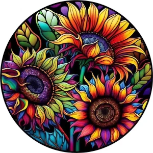 Colorful Sunflowers Wooden Jigsaw Puzzle