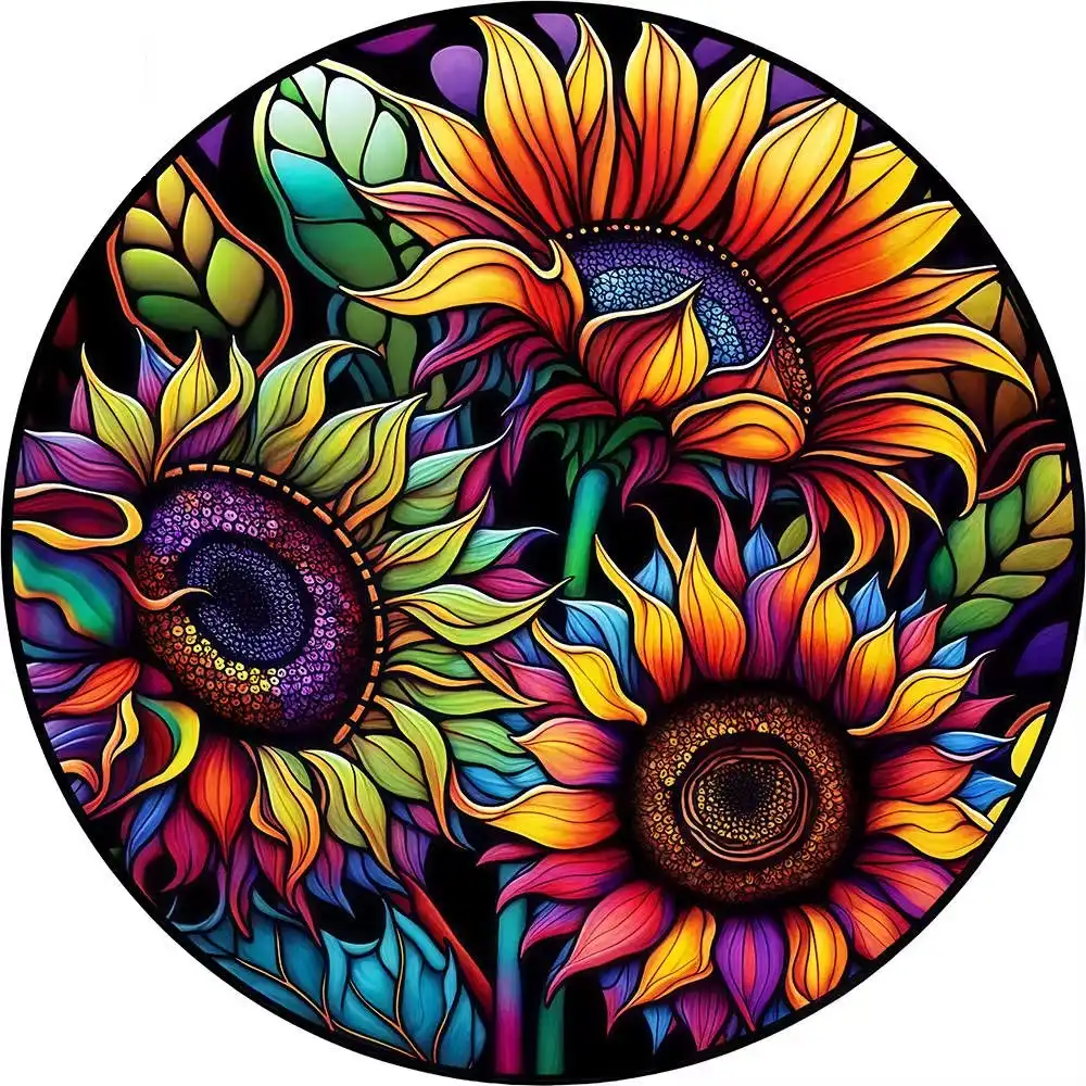Colorful Sunflowers Wooden Jigsaw Puzzle